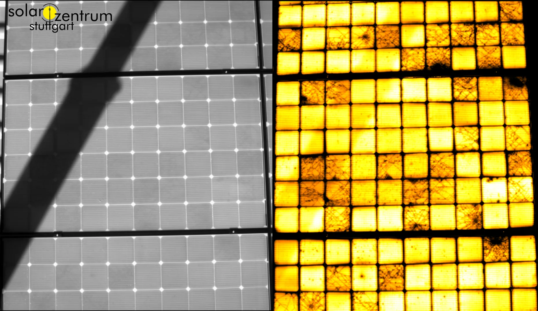 Electroluminescence of PV modules with hail damage