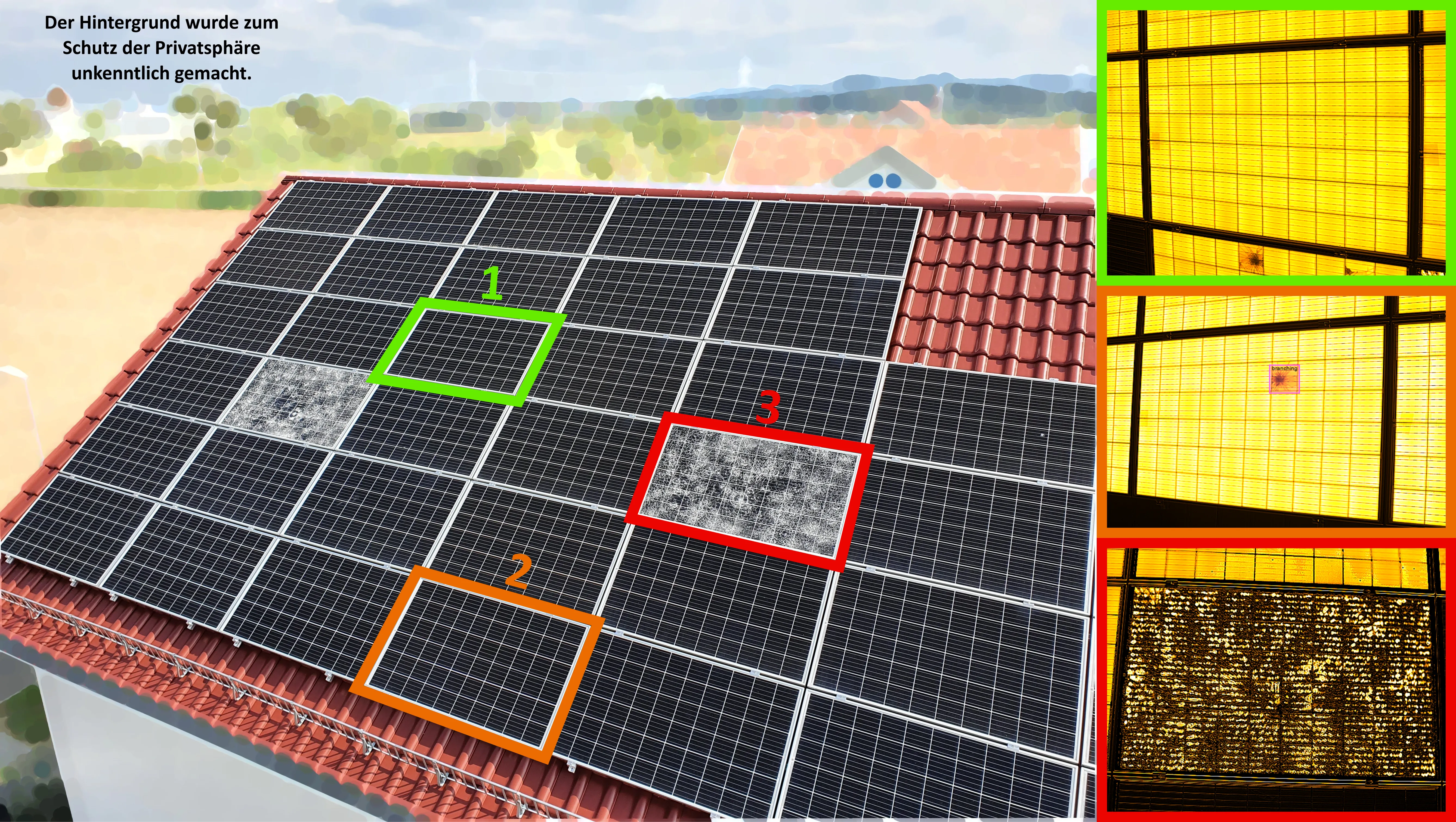 Typical damage patterns of a PV system after a hailstorm